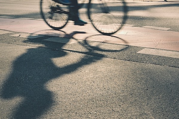 cyclist sunset street