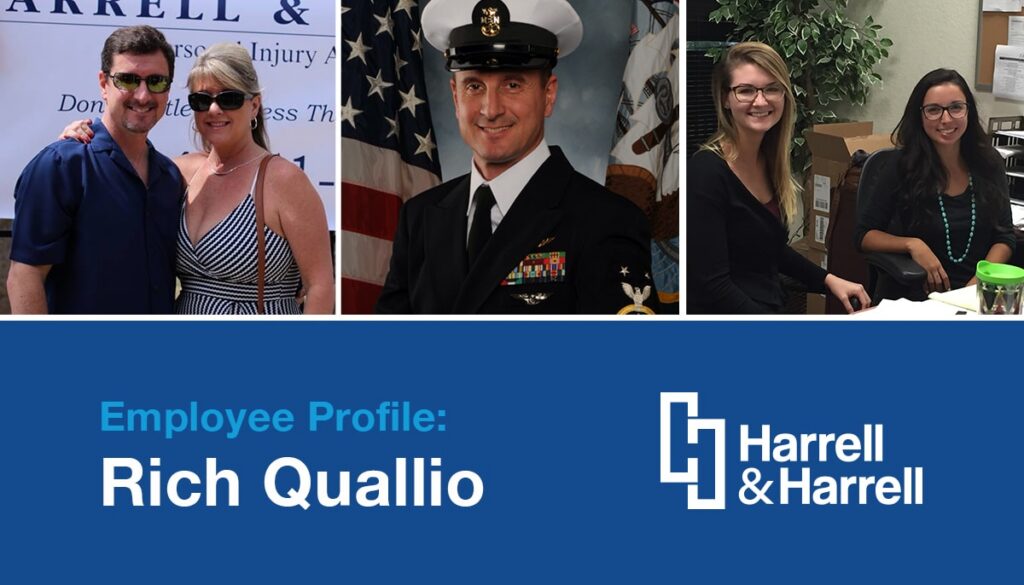 Rich Quallio in uniform, with coworkers and outdoors.